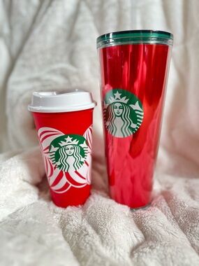 NWOT Starbucks LIMITED EDITION Red cup and BRAND NEW Travel tumblr